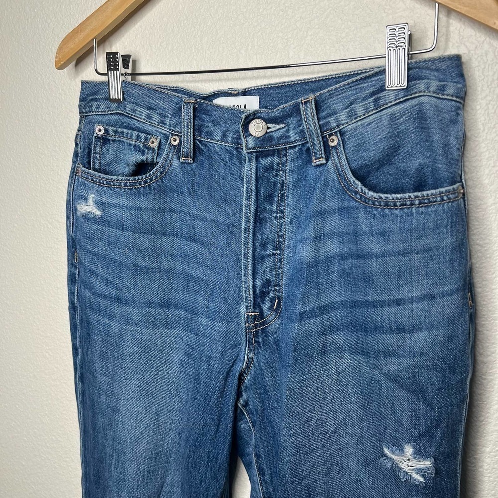 PISTOLA High Rise Distressed Button Fly Boyfriend Jeans Size 28 - Picture 2 of 6